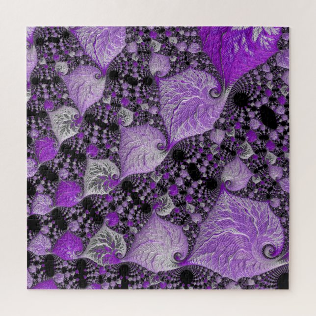 Monochrome Lila Fraktal Art Puzzle (Vertikal)