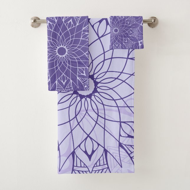Monochrome Lila Mandala Badetücher Set (Insitu)