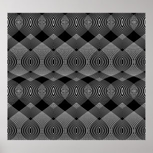 Monochrome Linien: Texturiertes abstraktes Design Poster