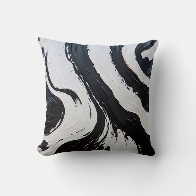 Monochrome Linien und Krümmerpfropfen Kissen (Vorderseite)