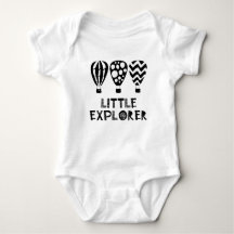 Monochrome "Little Explorer" Design Baby Bodysuit