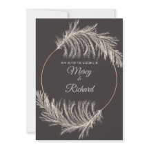 Monochrome Luxury Pampas Grass Boho Wedding Card