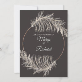 Monochrome Luxury Pampas Grass Boho Wedding Card