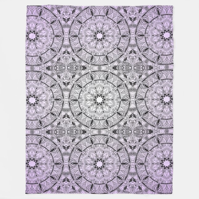 Monochrome Mandala Fleecedecke (Vorderseite)