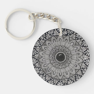 monochrome Mandala-Kunst auf Acryl-Schlüsselanhäng Schlüsselanhänger