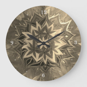 Monochrome Mandala-Runde (große Wall-Uhr) Große Wanduhr