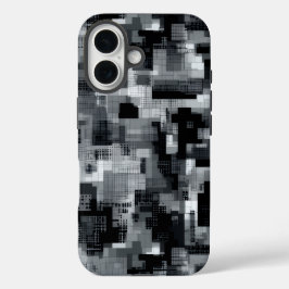 Monochrome Matrix-Mosaik iPhone 16 Hülle