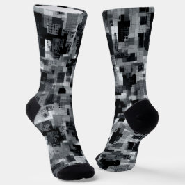 Monochrome Matrix-Mosaik Socken
