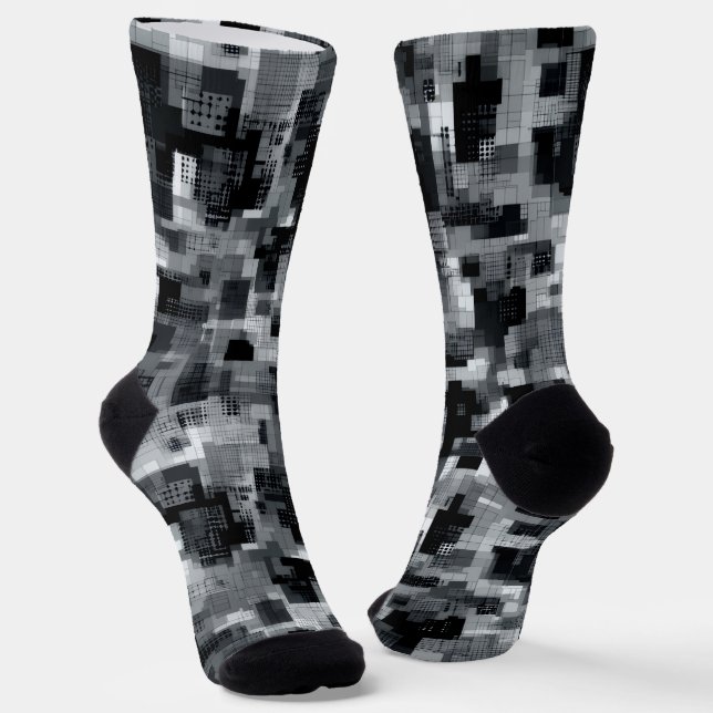 Monochrome Matrix-Mosaik Socken (Gewinkelt)