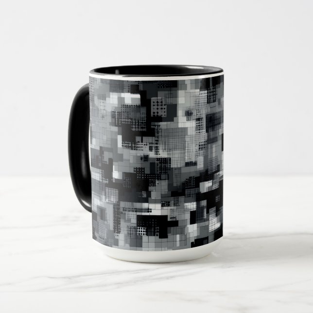 Monochrome Matrix-Mosaik Tasse (Vorderseite Links)
