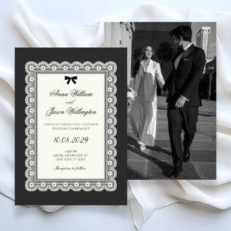 Monochrome minimalist elegant wedding  einladung