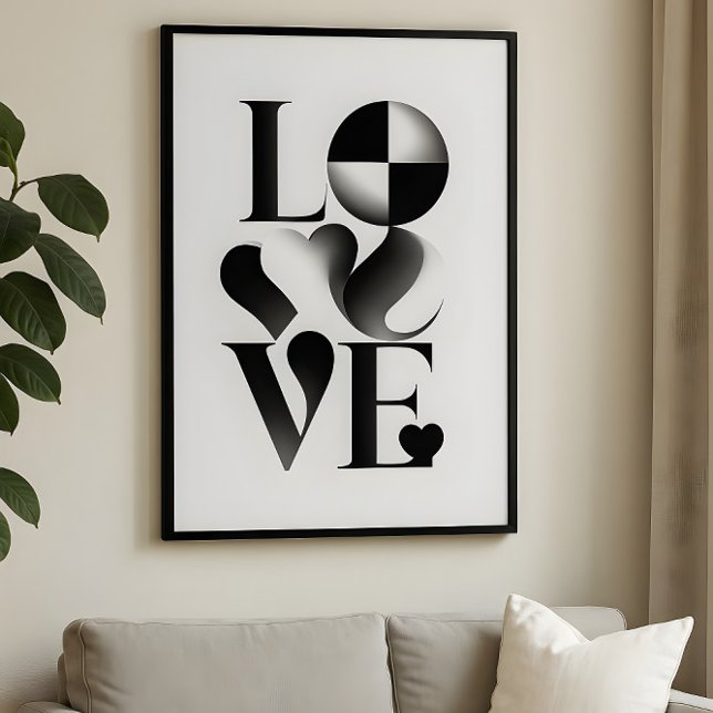 Monochrome Minimalist LOVE Typography Abstract Art Poster (Von Creator hochgeladen)