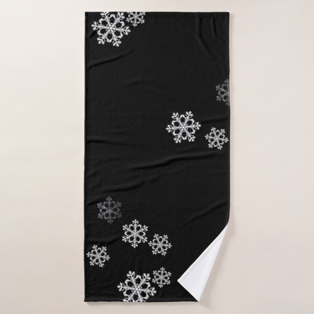 Monochrome Minimalistisch Snowflake Weihnachtsmust Badehandtuch (Badehandtuch)