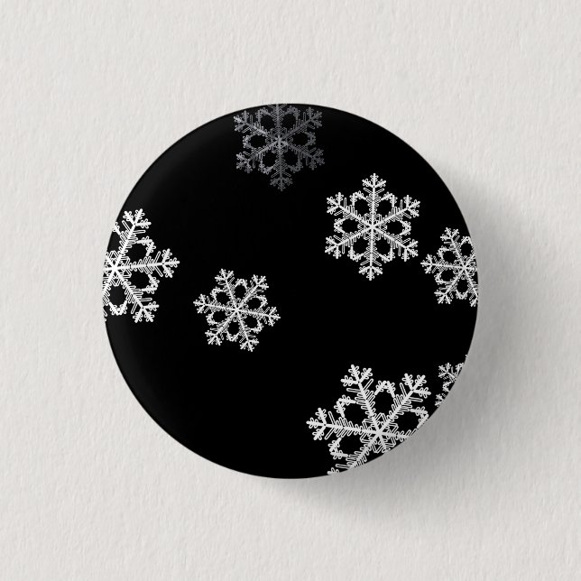 Monochrome Minimalistisch Snowflake Weihnachtsmust Button (Vorderseite)
