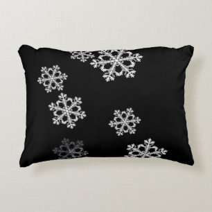 Monochrome Minimalistisch Snowflake Weihnachtsmust Dekokissen
