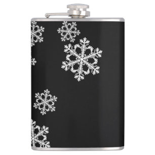 Monochrome Minimalistisch Snowflake Weihnachtsmust Flachmann