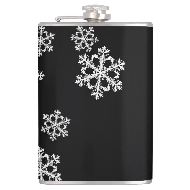 Monochrome Minimalistisch Snowflake Weihnachtsmust Flachmann (Vorderseite)
