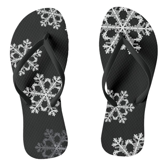Monochrome Minimalistisch Snowflake Weihnachtsmust Flip Flops (Fußbett)