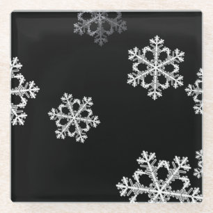 Monochrome Minimalistisch Snowflake Weihnachtsmust Glasuntersetzer