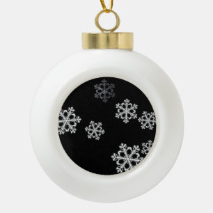 Monochrome Minimalistisch Snowflake Weihnachtsmust Keramik Kugel-Ornament