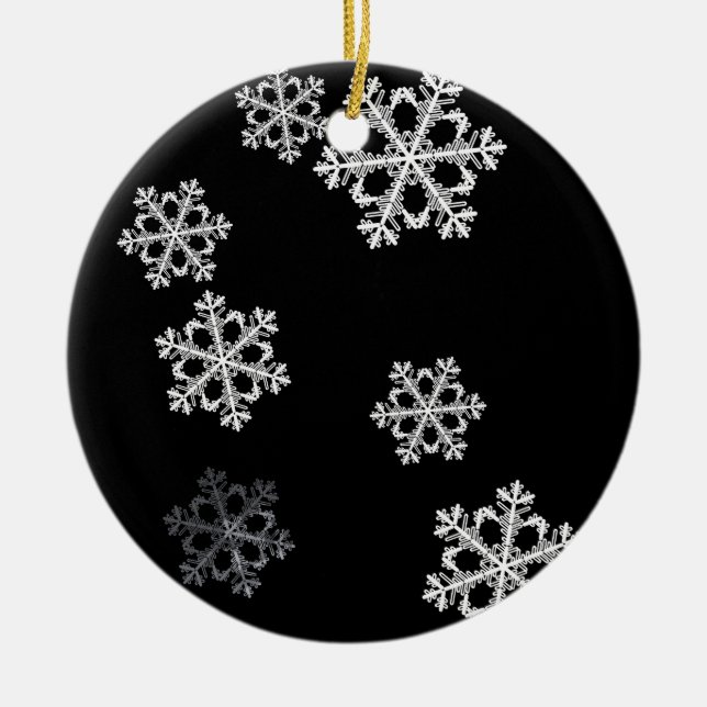Monochrome Minimalistisch Snowflake Weihnachtsmust Keramik Ornament (Vorne)