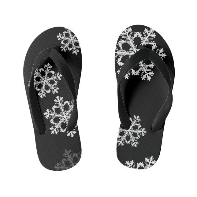 Monochrome Minimalistisch Snowflake Weihnachtsmust Kinderbadesandalen (Fußbett)