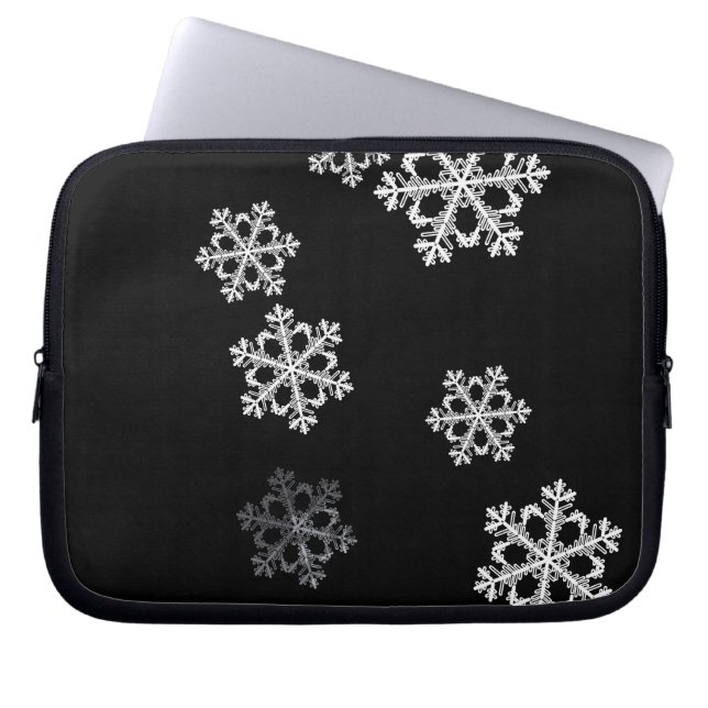 Monochrome Minimalistisch Snowflake Weihnachtsmust Laptopschutzhülle (Vorderseite)
