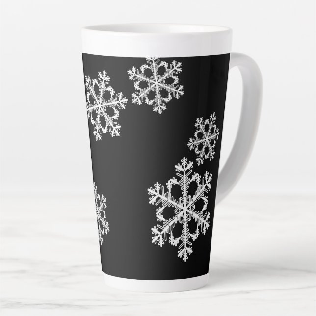 Monochrome Minimalistisch Snowflake Weihnachtsmust Milchtasse (Rechte Ecke)