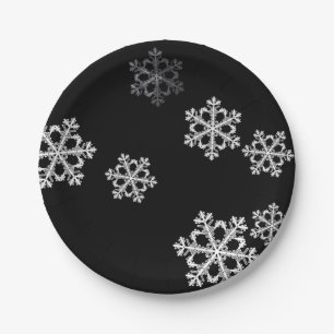 Monochrome Minimalistisch Snowflake Weihnachtsmust Pappteller