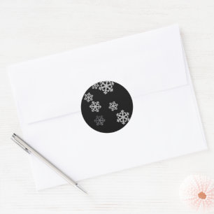 Monochrome Minimalistisch Snowflake Weihnachtsmust Runder Aufkleber