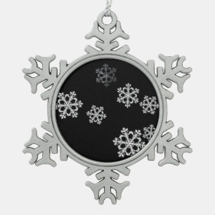 Monochrome Minimalistisch Snowflake Weihnachtsmust Schneeflocken Zinn-Ornament