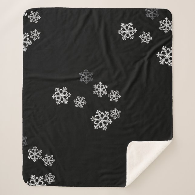 Monochrome Minimalistisch Snowflake Weihnachtsmust Sherpadecke (Vorderseite)