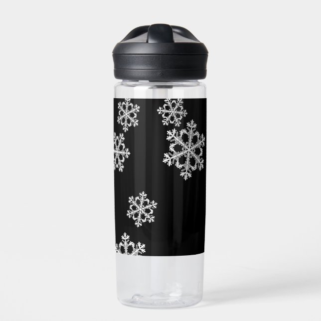 Monochrome Minimalistisch Snowflake Weihnachtsmust Trinkflasche (Vorderseite)