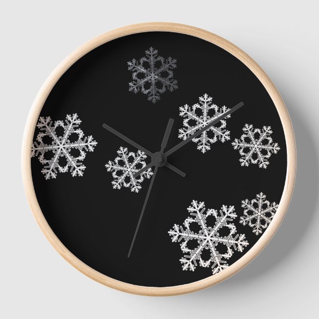 Monochrome Minimalistisch Snowflake Weihnachtsmust Uhr (Vorderseite)