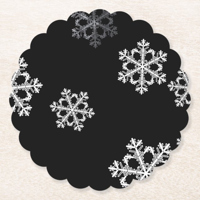 Monochrome Minimalistisch Snowflake Weihnachtsmust Untersetzer (Vorderseite)