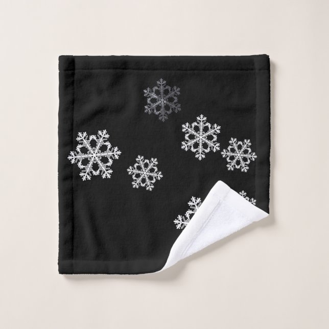 Monochrome Minimalistisch Snowflake Weihnachtsmust Waschlappen (Waschlappen)