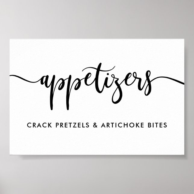 Monochrome Modern Typografy Appetizers Food Sign Poster (Vorne)