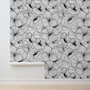 Monochrome moderne Abstrakte Blumenästhetik Tapete