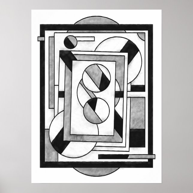 Monochrome moderne geometrische Abstraktion Poster (Vorne)