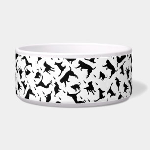 Monochrome Muster der niedlichen Hunde-Silhouette Napf