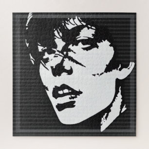 Monochrome Mystery: Abstraktes Portrait Puzzle