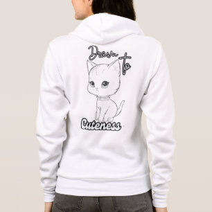 Monochrome Niedliche Kitten Sketch Kunst Hoodie