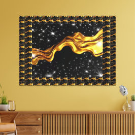Monochrome Opulente Swirl Flüssig Gold Schwarz Ach Leinwanddruck