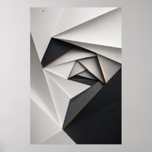 Monochrome Origami-Spiral Poster