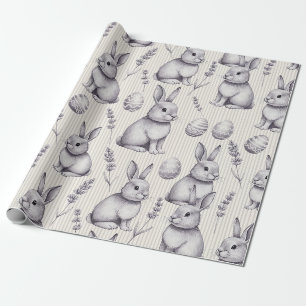 Monochrome Osthase-Kohlezeichnung-Streifen Geschenkpapier