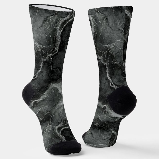 Monochrome Palette Grau-Schwarz-Marmor Socken (Gewinkelt)
