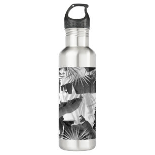 Monochrome Palm Banana-Blätter Bliss 1 #tropical Edelstahlflasche