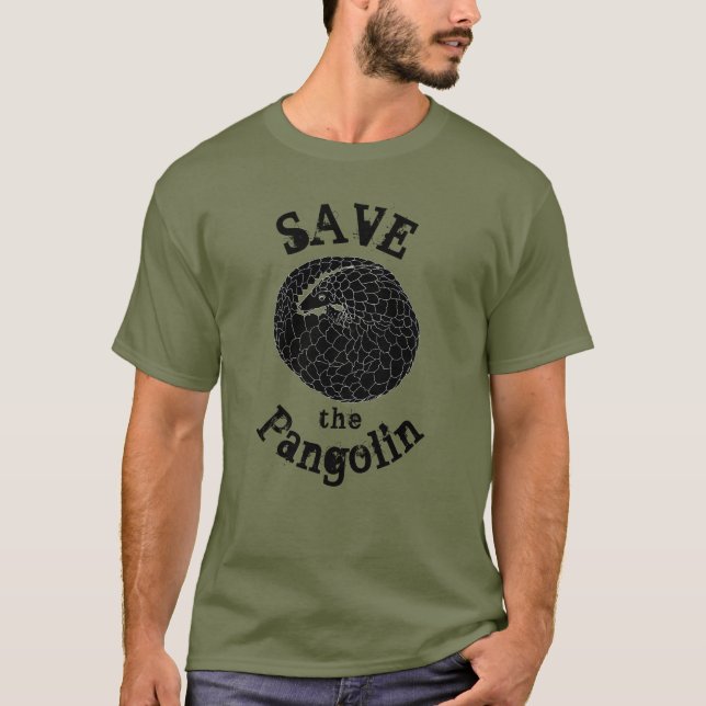 Monochrome Pangolin-gefährdete Tierwelt gerettet T-Shirt (Vorderseite)