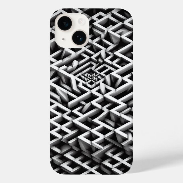 Monochrome Paradox Maze Phone Case - 3D black (Rückseite)