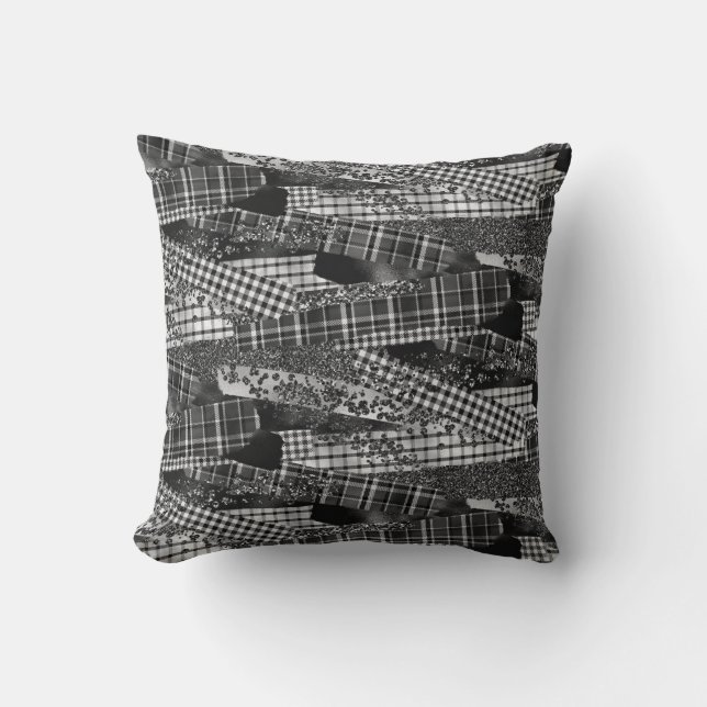 Monochrome Patchwork-Akzente Kissen (Vorderseite)